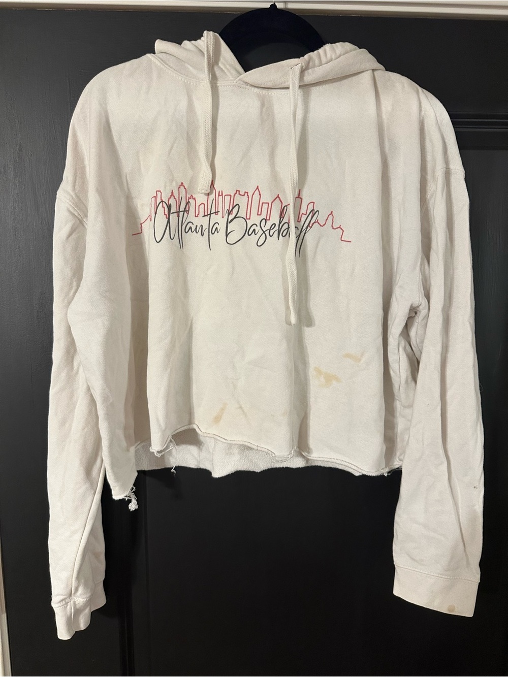White 'Atlanta Baseball' Cropped Hoodie